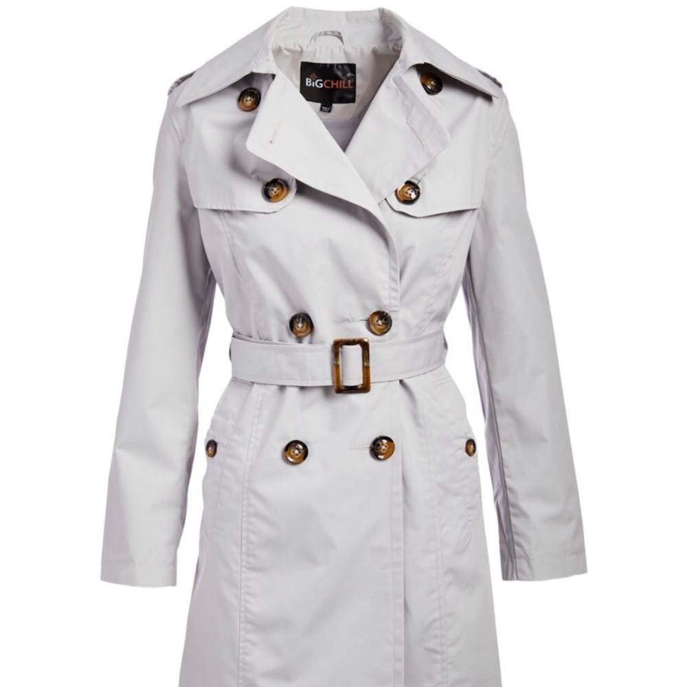 Silver Belted Trench Coat